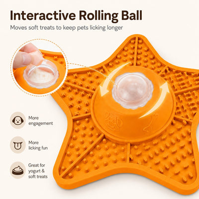 Komavic Slow Feeder Lick Mat Rolling Treat Play