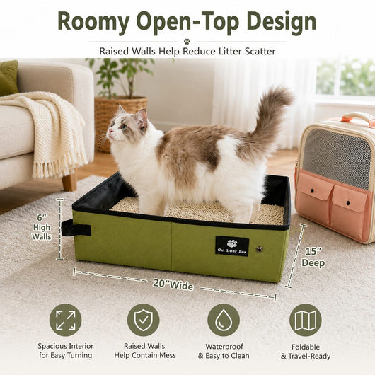 Komavic Foldable Cat Litter Box for Travel
