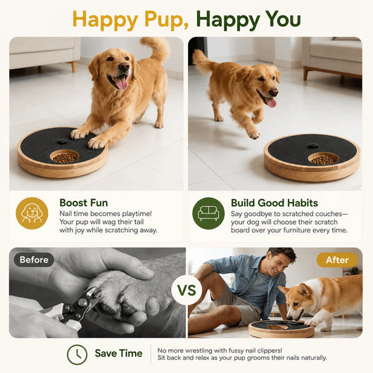 Komavic Interactive Dog Nail Scratch Board with Treat Box