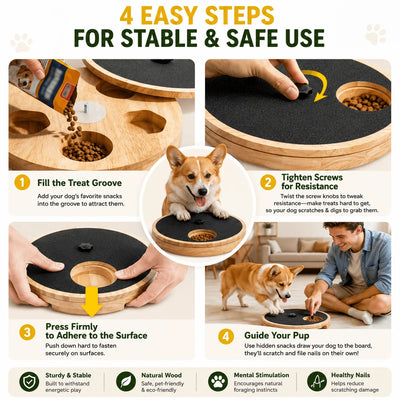 Komavic Interactive Dog Nail Scratch Board with Treat Box
