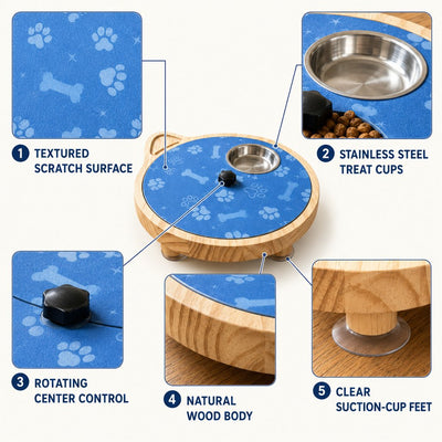 Rotating Dog Nail Scratch Board with Treat Puzzle
