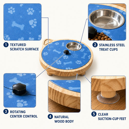 Rotating Dog Nail Scratch Board with Treat Puzzle