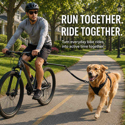 Paws in Awe Hands-Free Dog Bike Leash with Shock-Absorbing Bungee – Bike-Mounted Side Arm for Controlled Side-by-Side Runs