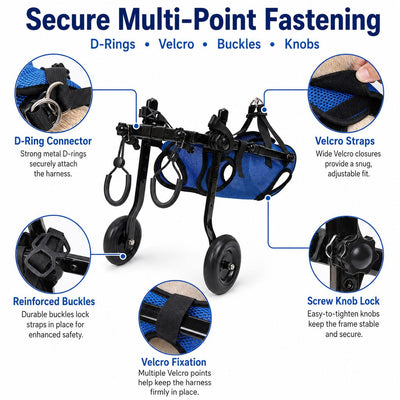 Komavic Small Dog Wheelchair for Back Legs – 3-Way Adjustable Rear Support Cart with 4.5-Inch Wheels for Senior Dogs & Cats
