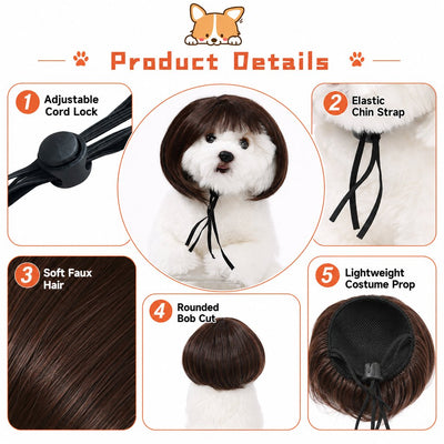 Komavic Pet Wig Funny Bob Costume for Photos