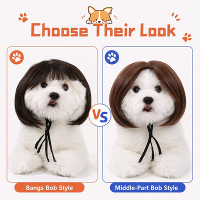 Komavic Pet Wig Funny Bob Costume for Photos