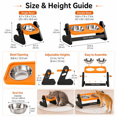 Komavic Elevated Pet Bowls Adjustable Feeding Stand