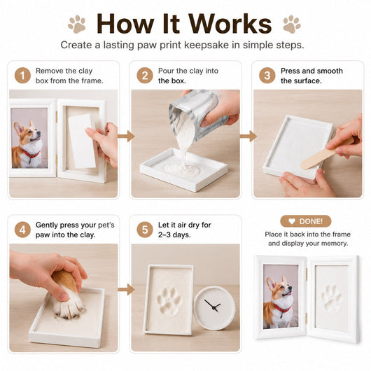 Komavic DIY Pet Paw Print Frame Kit with Clay