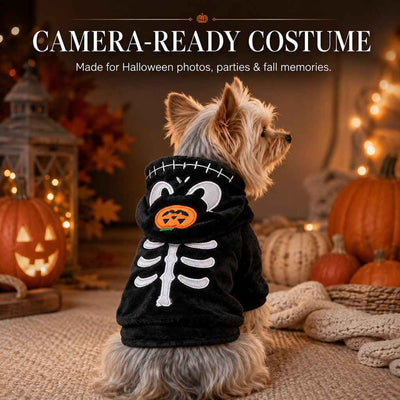 Paws in Awe Halloween Dog & Cat Costume Hoodie – One-Piece Spooky Outfit for Parties, Photos & Fall Fun