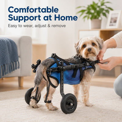 Komavic Small Dog Wheelchair for Back Legs – 3-Way Adjustable Rear Support Cart with 4.5-Inch Wheels for Senior Dogs & Cats