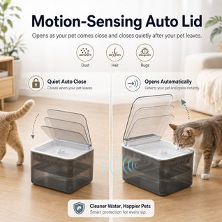 Komavic Smart Auto-Lid Cat Water Fountain – 3L Cordless Motion Sensor