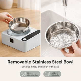 Komavic Smart Motion Sensor Covered Cat Bowl for Cleaner Indoor Feeding - Auto Open Lid Helps Keep Food Covered from Dust, Hair & Flies