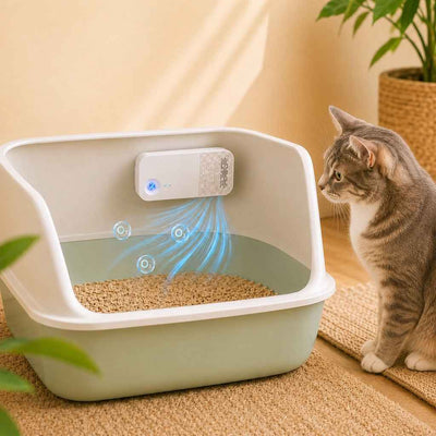 Paws in Awe Smart Litter Box Odor Control Deodorizer for Cats - Cordless Auto-Sensing Pet Odor Purifier