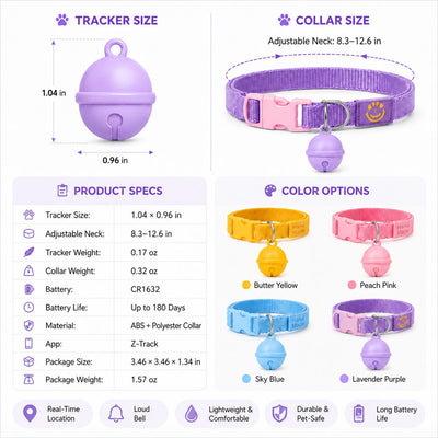 Komavic Bluetooth Pet Tracker Collar with Sound Alert