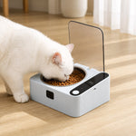 Komavic Smart Motion Sensor Covered Cat Bowl for Cleaner Indoor Feeding - Auto Open Lid Helps Keep Food Covered from Dust, Hair & Flies