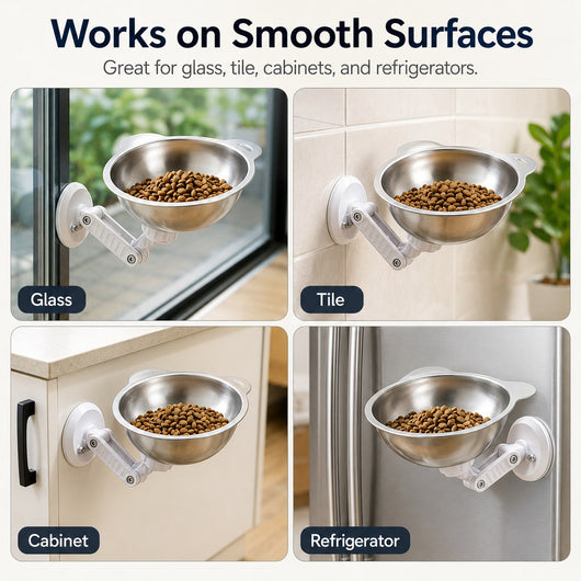 Komavic Wall-Mounted Pet Bowl No-Drill Elevated Feeding