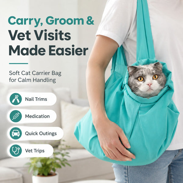 Cat Grooming Bag – Soft Restraint Carrier for Vet Visits & Nail Trimming