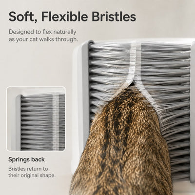 Komavic Cat Litter Box Self-Grooming Brush Door – Automatic Loose Fur Catcher for Enclosed Litter Boxes & Cleaner Homes, 2-Piece Set
