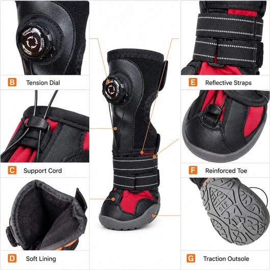 Komavic Adjustable Tension-Dial Dog Paw-Lift Support Boots – For Indoor Floors & Outdoor Walks, Paw Dragging & Scuffing Support