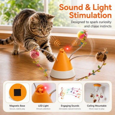 Komavic Rotating Cat Teaser Toy 360° Interactive Play