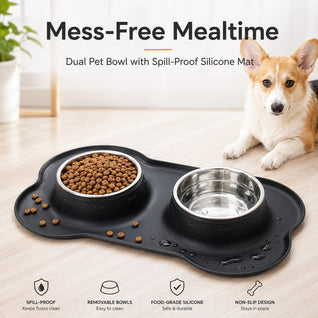 Komavic Spill-Proof Dual Pet Bowl