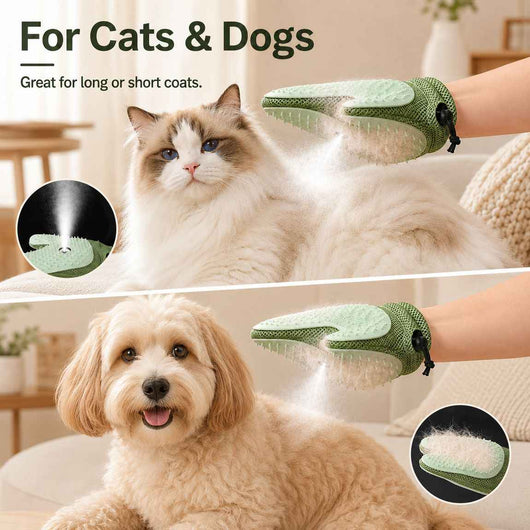 Komavic Spray Pet Grooming Glove for Cats & Dogs - No-Bath Deshedding, Gentle Massage & Sofa Hair Cleanup