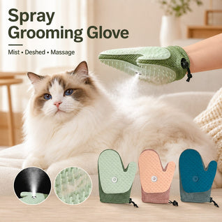 Komavic Spray Pet Grooming Glove for Cats & Dogs - No-Bath Deshedding, Gentle Massage & Sofa Hair Cleanup