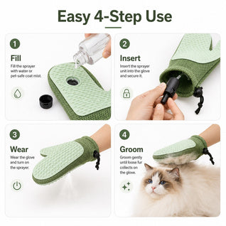 Komavic Spray Pet Grooming Glove for Cats & Dogs - No-Bath Deshedding, Gentle Massage & Sofa Hair Cleanup