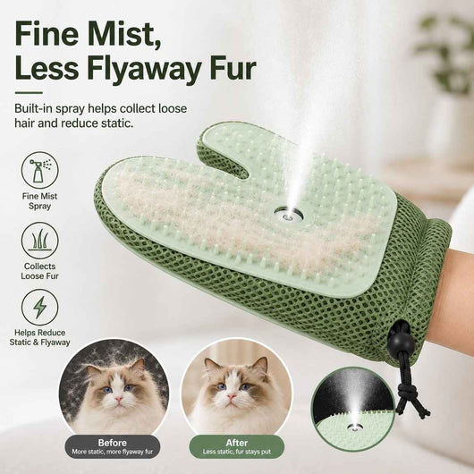 Komavic Spray Pet Grooming Glove for Cats & Dogs - No-Bath Deshedding, Gentle Massage & Sofa Hair Cleanup