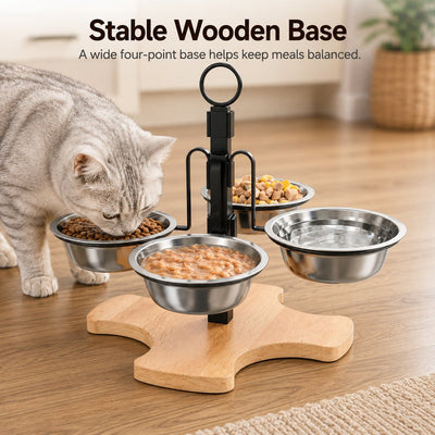 Komavic 4-Bowl Adjustable Elevated Pet Feeder