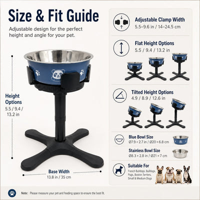 Large Dog Adjustable Elevated Tilted Dog Bowl
