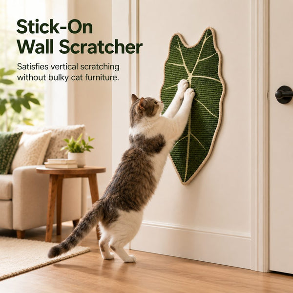 Botanical Sisal Cat Scratcher Mat for Walls, Doors & Floors – Space-Saving Cat Scratching Pad for Furniture Protection