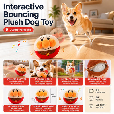 Interactive Electric Bouncing Plush Dog Toy