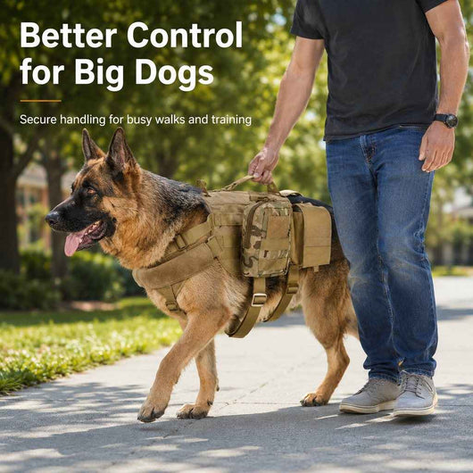 Paws in Awe Tactical Dog Backpack Harness for Hiking & Daily Walks - Detachable Pouches for Gear & Better Control