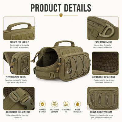 Komavic Tactical Dog Backpack Harness