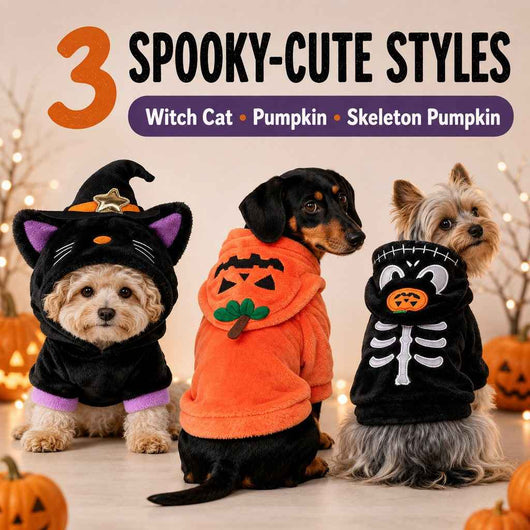 Paws in Awe Halloween Dog & Cat Costume Hoodie – One-Piece Spooky Outfit for Parties, Photos & Fall Fun
