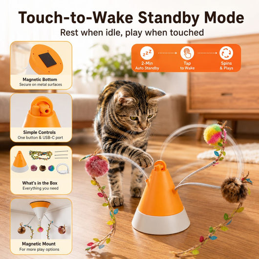 Komavic Rotating Cat Teaser Toy 360° Interactive Play