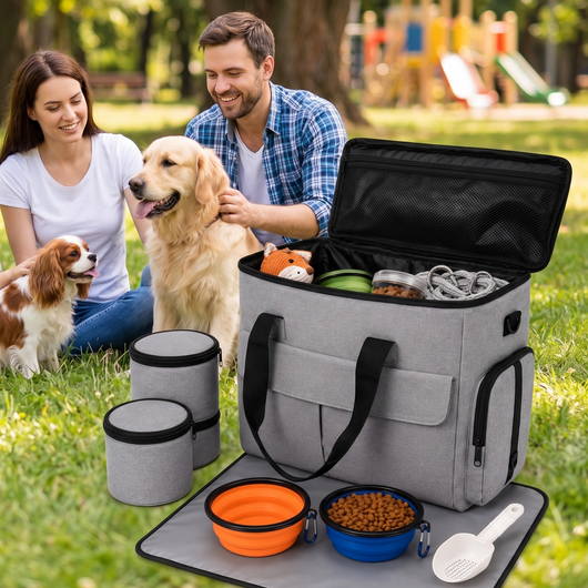 Pet Travel Bag with Collapsible Bowls