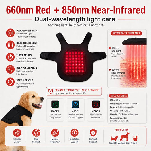 Komavic Dog Red Light Vest – Back Belly & Hip Care