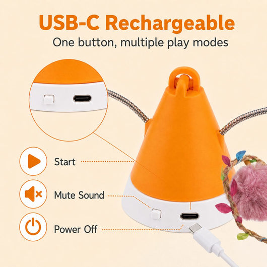 Komavic Rotating Cat Teaser Toy 360° Interactive Play