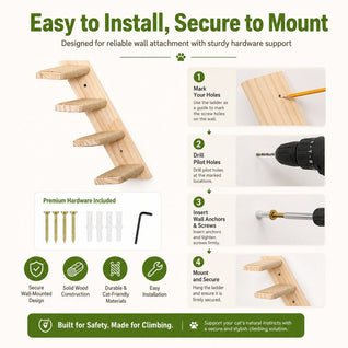 Komavic Wall Cat Steps Space-Saving Climbing Shelves