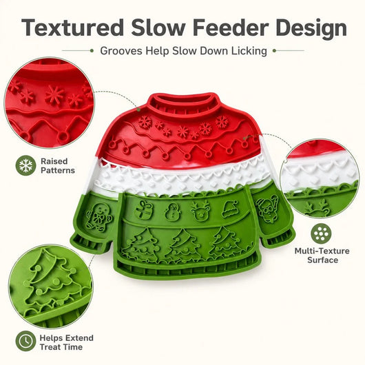 Komavic Christmas Sweater Pet Lick Mat for Dogs & Cats