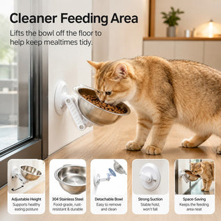 Komavic Wall-Mounted Pet Bowl No-Drill Elevated Feeding