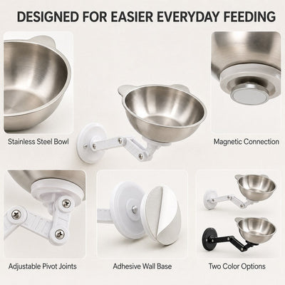 Adjustable Wall-Mounted Pet Bowl for Cats & Small Dogs