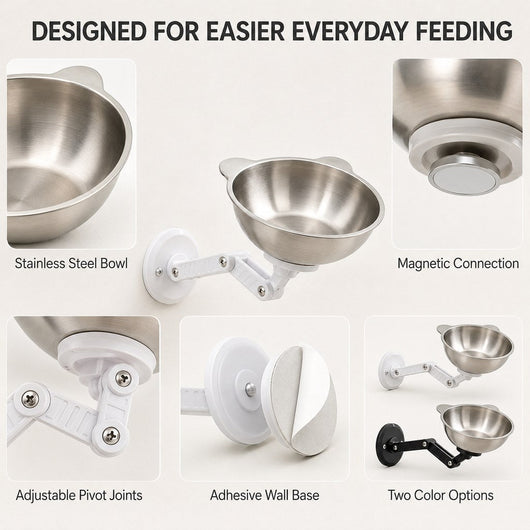 Adjustable Wall-Mounted Pet Bowl for Cats & Small Dogs