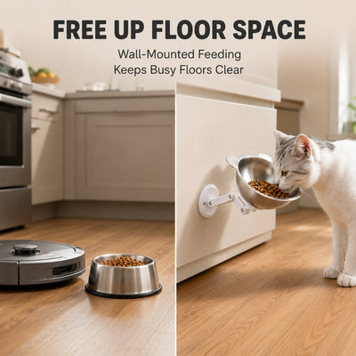 Adjustable Wall-Mounted Pet Bowl for Cats & Small Dogs