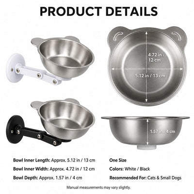 Adjustable Wall-Mounted Pet Bowl for Cats & Small Dogs