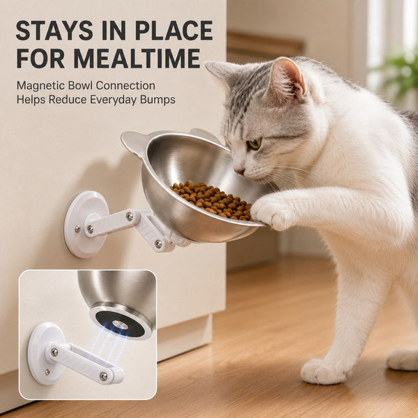 Adjustable Wall-Mounted Pet Bowl for Cats & Small Dogs