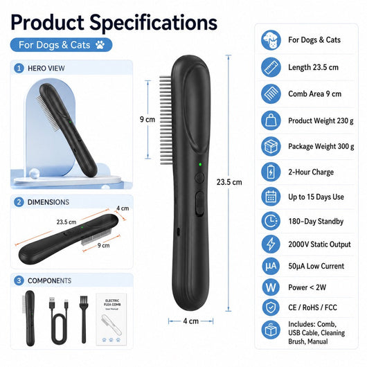 Electric Flea Comb for Dogs & Cats