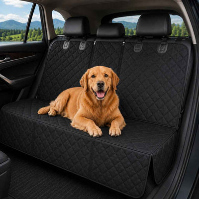 Paws in Awe Waterproof Dog Car Back Seat Cover for Road Trips - Protects from Mud, Fur & Scratches